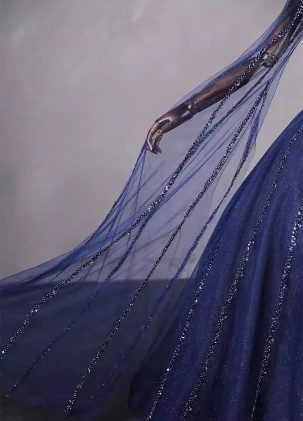 Vintage / Retro Navy Blue Beading Sequins Prom Dresses 2023 Ball Gown V-Neck Sleeveless Backless Floor-Length / Long Formal Dresses