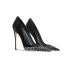 Charmant Noire Daim Paillettes Soirée Escarpins 2024 Cuir 10 cm Talons Aiguilles À Bout Pointu Escarpins Talons Hauts