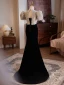Charming Black Tassel Sequins Evening Dresses 2024 Trumpet / Mermaid V-Neck Short Sleeve Backless Floor-Length / Long Evening Party Formal Dresses