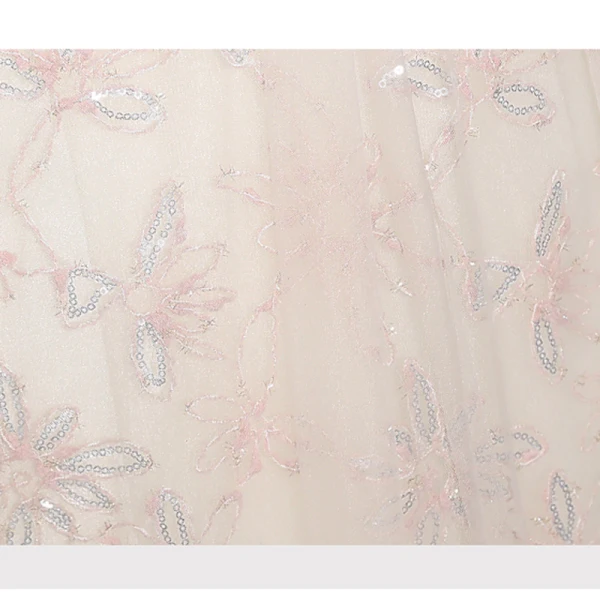 Elegant Champagne Printing Prom Dresses 2023 Ball Gown Square Neckline Short Sleeve Backless Floor-Length / Long Prom Formal Dresses