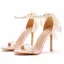 Élégant Blanche Perle Bride Cheville Noeud Soirée Sandales Femme 2023 10 cm Talons Aiguilles Talons Hauts Peep Toes / Bout Ouvert Sandales