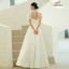 Chic / Beautiful Ivory Prom Dresses 2022 A-Line / Princess High Neck Puffy Short Sleeve Backless Prom Floor-Length / Long Formal Dresses
