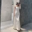 Charming Ivory Sequins Evening Dresses 2022 Trumpet / Mermaid Square Neckline Sleeveless Backless Floor-Length / Long Evening Party Formal Dresses