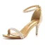 Sexy White Pearl Wedding Shoes 2023 Ankle Strap 7 cm Stiletto Heels Open / Peep Toe Wedding Sandals High Heels