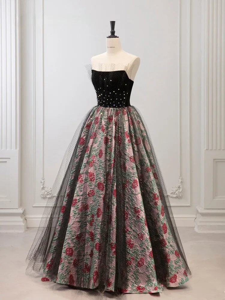 strapless open back dress Luuvis Women Dark Green Glitter Mermaid Open Back Long Corset Beaded Prom  Dress main image 1
