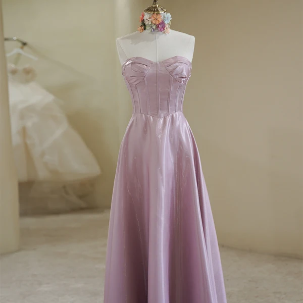 Chic / Beautiful Lavender Prom Dresses 2022 A-Line / Princess Strapless Puffy Short Sleeve Backless Floor-Length / Long Prom Formal Dresses