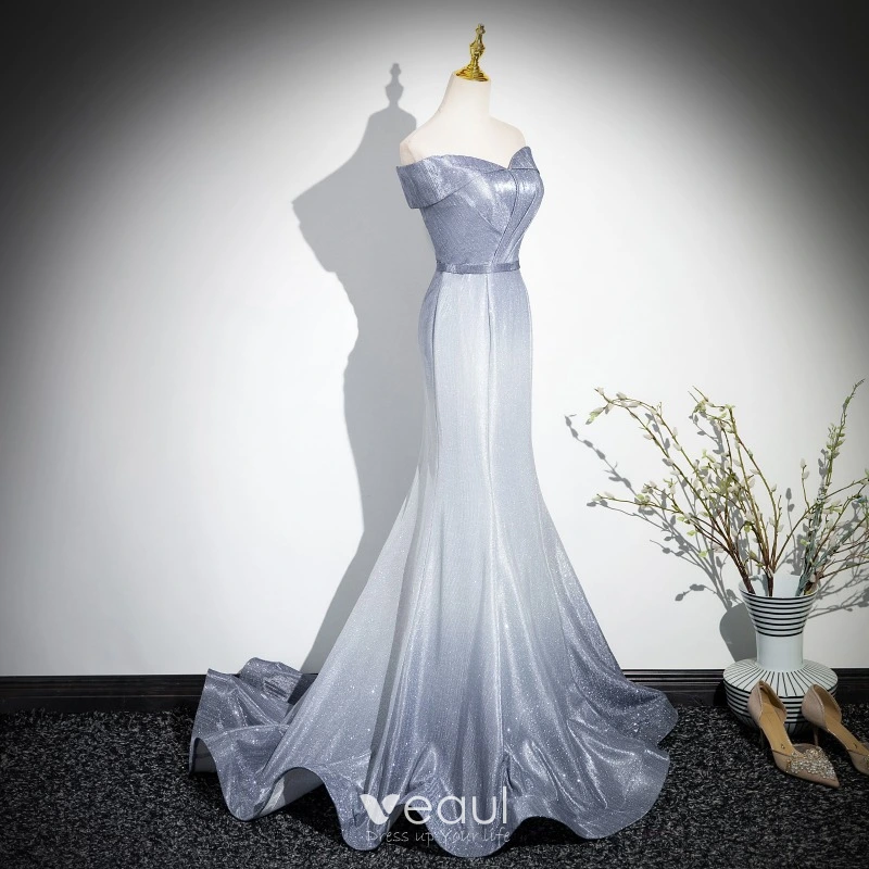 slim fit dress slacks Luxurious Silver Rhinestone Velvet Sequin Prom Dress main image 0