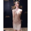 Sexy Doré Paillettes Courte Robe De Fête 2023 Bretelles Spaghetti Sans Manches Dos Nu Cocktail Soirée Robe De Ceremonie