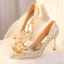 Charming Gold Crystal Wedding Shoes Wedding 2023 Rhinestone Leather 8 cm Stiletto Heels Pointed Toe Pumps High Heels