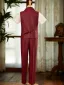 Burgundy Short Sleeve 4-piece Boys Wedding Suits 2025 Pants Shirt Tie Vest