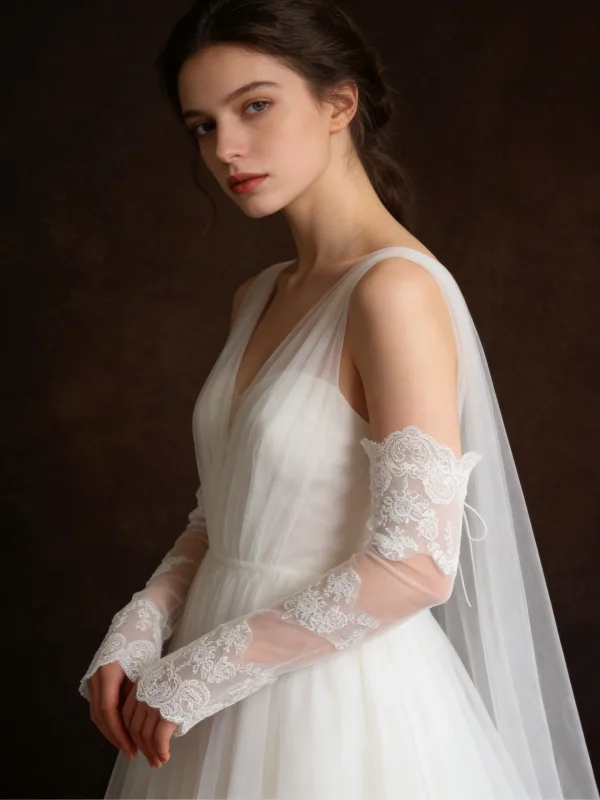 Simple Blanche En Dentelle Fleur Mariage Gants Mariage 2026 Tulle
