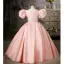 Lovely Candy Pink Beading Sequins Birthday Flower Girl Dresses 2022 Ball Gown Scoop Neck Puffy Short Sleeve Floor-Length / Long Flower Girl Dresses