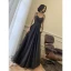 Sexy Noire Robe De Soirée 2022 Princesse Encolure Carrée Sans Manches Dos Nu Soirée Longue Robe De Cérémonie