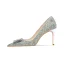 Scintillantes Paillettes Faux Diamant Argenté Chaussure De Mariée 2022 Cuir 8 cm Talons Aiguilles À Bout Pointu Mariage Escarpins Talons Hauts