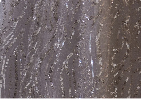 High-end Grey Beading Sequins Prom Dresses 2024 A-Line / Princess Off-The-Shoulder Sleeveless Backless Floor-Length / Long Prom Formal Dresses