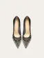 Charming Black See-through Rhinestone Prom Pumps 2025 Leather 10 cm Stiletto Heels Pointed Toe Pumps High Heels