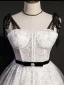 Sexy Blanche Anniversaire Robe De Fête 2022 Princesse Bretelles Spaghetti Sans Manches Dos Nu Noeud Ceinture Longue Robe De Ceremonie