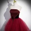 Chic / Beautiful Burgundy Prom Dresses 2023 A-Line / Princess Strapless Sleeveless Backless Bow Sash Floor-Length / Long Prom Formal Dresses