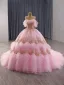 Luxury / Gorgeous Blushing Pink Beading Sequins Prom Dresses 2025 Ball Gown Spaghetti Straps Sleeveless Backless Chapel Train Prom Formal Dresses
