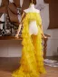Fashion Yellow Cascading Ruffles Prom shawl 2025 Tulle
