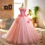 Chic / Beautiful Blushing Pink Appliques Prom Dresses 2025 Ball Gown Strapless Sleeveless Backless Floor-Length / Long Prom Formal Dresses