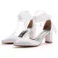 Fashion Ivory 7 cm Thick Heels Pointed Toe Wedding Shoes 2024 Ankle Strap Wedding Sandals High Heels