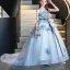 Flower Fairy Sky Blue Appliques Bow Sash Birthday Flower Girl Dresses 2025 Ball Gown Scoop Neck Sleeveless Sweep Train