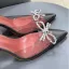 Transparent Sexy Summer Purple Evening Party Womens Sandals 2022 Rhinestone Bow 9 cm Stiletto Heels Pointed Toe High Heels