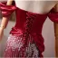 Charming Burgundy Beading Tassel Prom Dresses 2026 Trumpet / Mermaid Off-The-Shoulder Short Sleeve Floor-Length / Long Formal Dresses