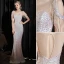 Sparkly Beige Sequins Evening Dresses 2022 Trumpet / Mermaid Scoop Neck Beading Tassel Sleeveless Backless Floor-Length / Long Evening Party Formal Dresses