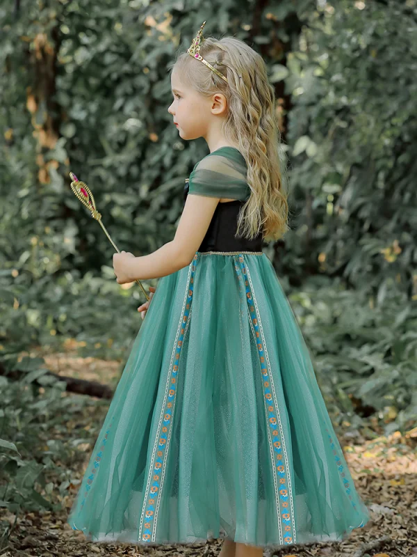Chic / Beautiful Jade Green Rhinestone Glitter Birthday Flower Girl Dresses 2023 A-Line / Princess Square Neckline Sleeveless Backless Tea-length Flower Girl Dresses