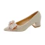 Charming Silver Rhinestone Lace Wedding Shoes 2024 4 cm Thick Heels Pointed Toe Wedding Pumps High Heels