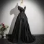 Elegante Schwarz Satin Ballkleider 2025 A Linie Off Shoulder Kurze Ärmel Rückenfreies Lange Ball Festliche Kleider