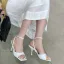Schlicht Freizeit Sommer Weiß Sandalen Damen 2022 Knöchelriemen 9 cm Stilettos Peeptoes Sandaletten Hochhackige