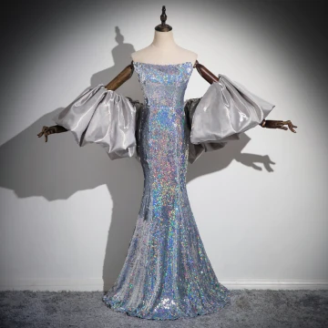 Sexy Glitter Multi Kleuren Pailletten Kralen Avondjurken 2024 Trompet Zeemeermin Strapless Korte Mouwen Ruglooze Lange Avond Gelegenheid Jurken