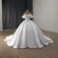 High-end Elegant White Pearl Satin Wedding Dresses 2025 Ball Gown Off-The-Shoulder Short Sleeve Backless Chapel Train Wedding