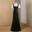 Chic / Belle Noire Robe De Bal 2024 Trompette / Sirène Encolure Carrée Gonflée Manches Courtes Dos Nu Noeud Longue Promo Robe De Ceremonie