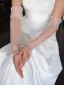 Modest / Simple White Pearl Wedding Bridal Gloves 2025 Tulle