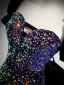 Scintillantes Sexy Noire Paillettes Robe De Soirée 2023 Trompette / Sirène Encolure Carrée Gonflée Manches Courtes Dos Nu Noeud Train De Balayage Robe De Ceremonie