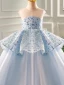 Fashion Sky Blue Sequins Birthday Flower Girl Dresses 2023 Ball Gown Scoop Neck Sleeveless Backless Floor-Length / Long