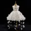 Fashion White Beading Lace Flower Appliques Pearl Short Birthday Flower Girl Dresses 2025 Ball Gown Spaghetti Straps Sleeveless Backless