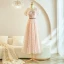 Chic / Beautiful Blushing Pink Beading Bridesmaid Dresses 2023 A-Line / Princess Short Sleeve Backless Sash Floor-Length / Long Bridesmaid Dresses