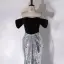 Sexy Schwarz Pailletten Abendkleider 2024 Ballkleid Off Shoulder Kurze Ärmel Rückenfreies Sweep / Pinsel Zug Abend Festliche Kleider