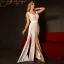 Sexy Ivory / Creme Pailletten Abendkleider 2023 Meerjungfrau Spaghettiträger Ärmellos Rückenfreies Gespaltete Front Lange Abend Festliche Kleider