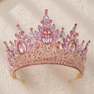 Sjarmerende Rødmende Rosa Rhinestone Legering Bryllup Krone Har Tilbehor 2024