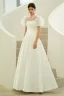 Chic / Beautiful Ivory Prom Dresses 2022 A-Line / Princess High Neck Puffy Short Sleeve Backless Prom Floor-Length / Long Formal Dresses