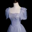 Chic / Beautiful Lavender Beading Sequins Prom Dresses 2023 A-Line / Princess Square Neckline Short Sleeve Bow Backless Floor-Length / Long Prom Formal Dresses