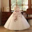 Flower Fairy White Beading Pearl Sequins Lace Flower Appliques Birthday Flower Girl Dresses 2025 Ball Gown Strapless Sleeveless Floor-Length / Long Tulle