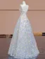 Flower Fairy White Lace Flower Appliques Prom Dresses 2024 A-Line / Princess Strapless Sleeveless Backless Floor-Length / Long Prom Formal Dresses