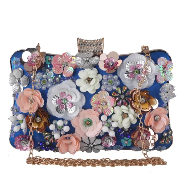 Flower Fairy Gold Pearl Sequins Rhinestone Prom Clutch Bags 2024